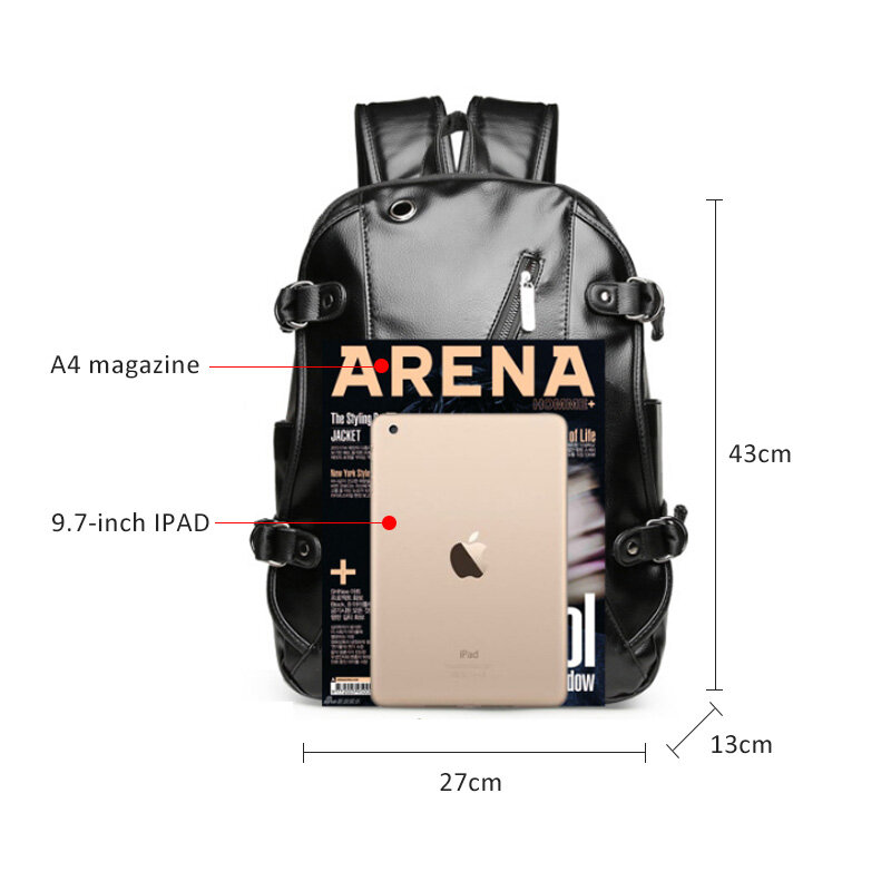 Large Capacity Leather Men's Backpack Korean Style School Bag For Boys Waterproof Male Laptop Bag Man Travel Backpack
