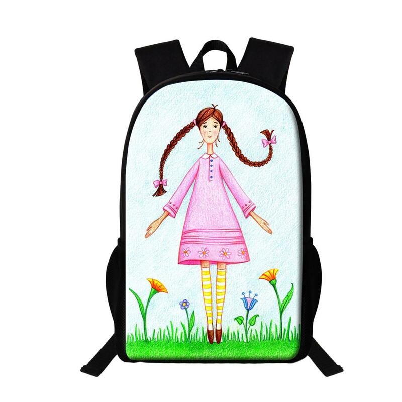 حقيبة ظهر مدرسية مطبوعة للأميرة للفتيات ، حقيبة ظهر نسائية للسفر برسوم كرتونية للأطفال ، حقيبة كتب نسائية متعددة الوظائف ، 16 بوصة