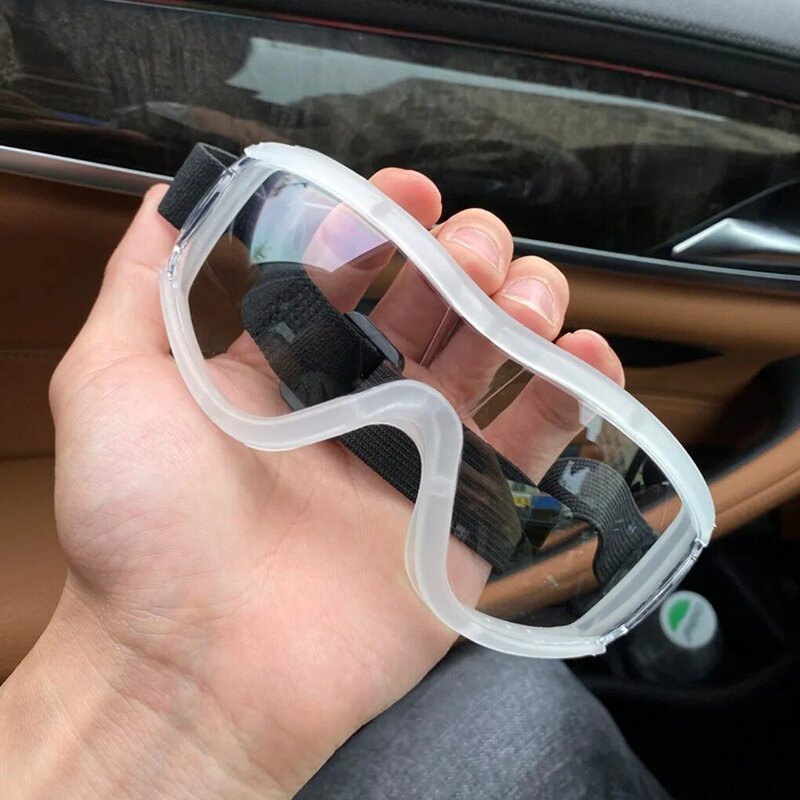 Kacamata plastik pelindung mata kacamata lensa PC, kacamata plastik tahan pasir angin, kacamata olahraga luar ruangan dapat disesuaikan