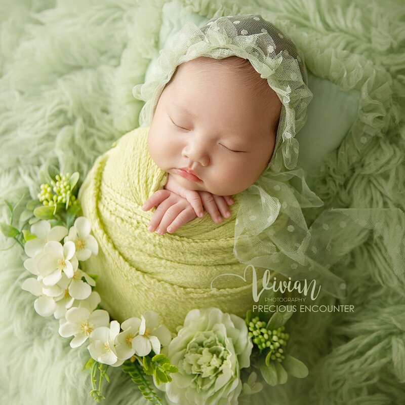 女の赤ちゃんのためのフリル付きの透明なレースの枕,新生児の写真アクセサリー,水玉模様