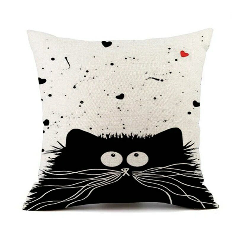 Europäischen-Stil Leinen Digitaldruck Katze Leinen Umarmung Sofa Kissenbezug DDD57
