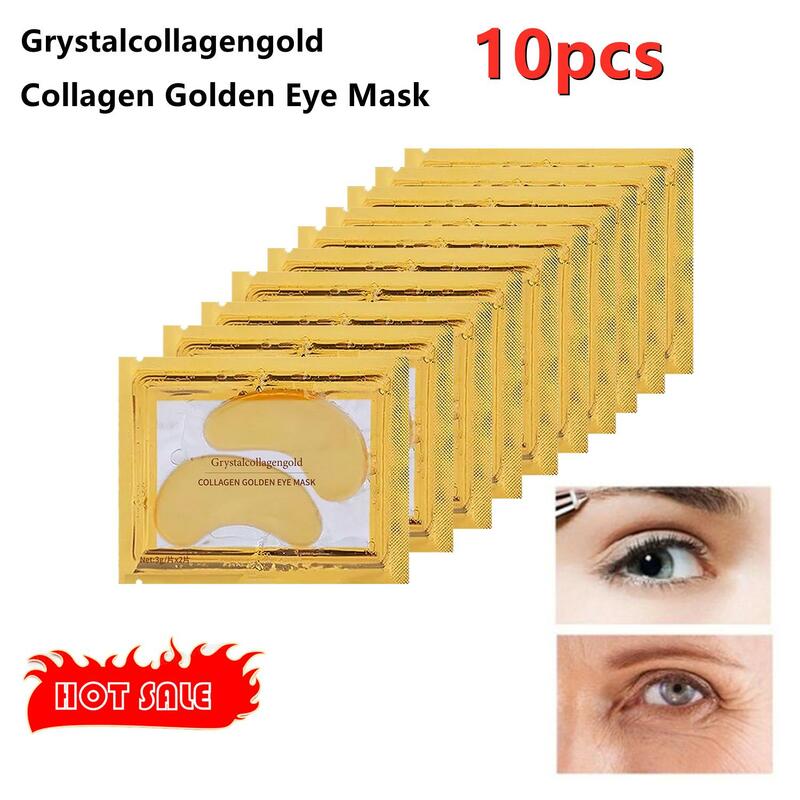 Cristal colágeno máscara ocular, pó de ouro, anti-envelhecimento, olheiras, acne, remendos de beleza, cuidados com a pele, cosméticos coreanos, 10pcs