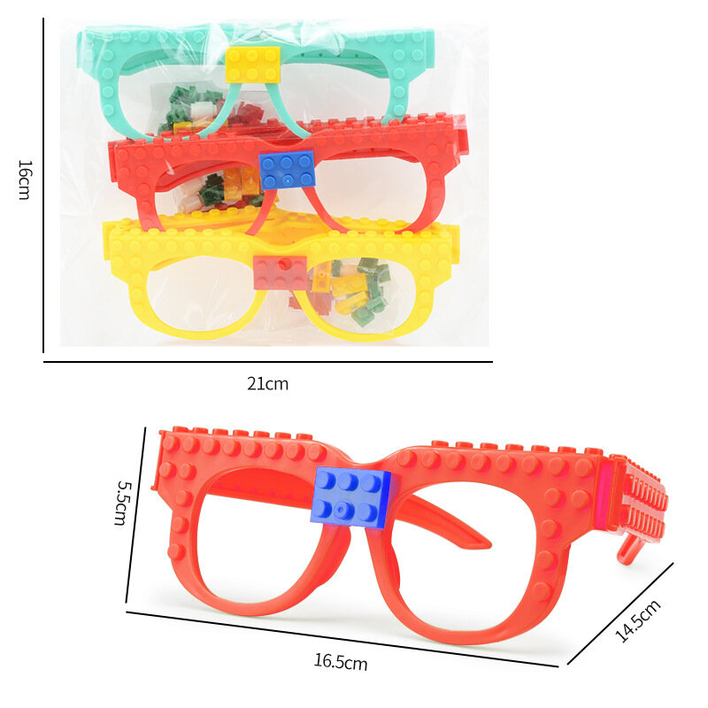 DIY blok susun kacamata simulasi anak-anak partikel kecil dirakit blok berbagai mainan puzzle kreatif
