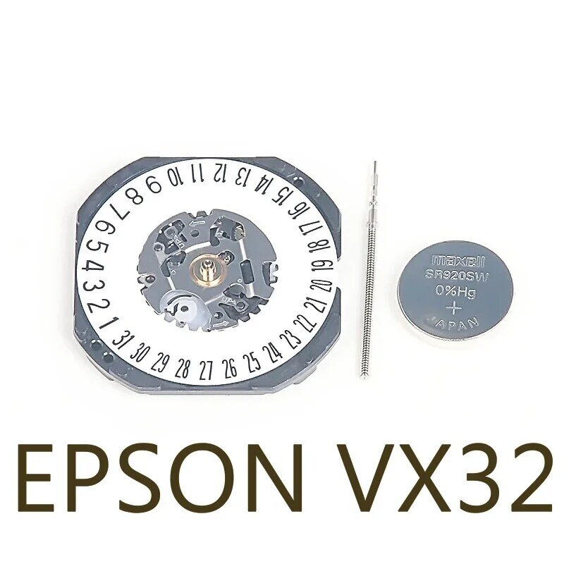 Aksesori jam tangan tiga Pin, gerakan kuarsa VX32 Jepang baru