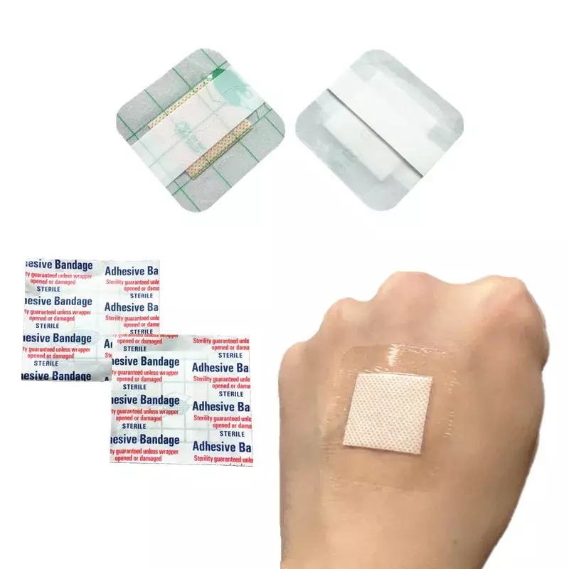 Band Aid de remendo transparente, gesso quadrado ferida, fita de molho PU impermeável, ataduras adesivas, Woundplast, 38x38mm, 50pcs por conjunto