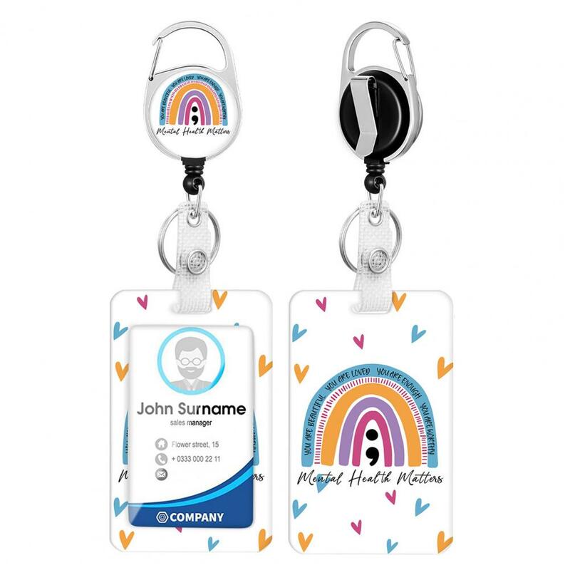 Badge Holder with Retractable Reel Adjustable Slide Open Protection Card Rainbow ID Name Tag Work Badge Clip Office Supplies