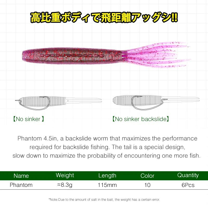 TSURINOYA – appât artificiel souple pour la pêche, leurre pour attraper des poissons tels que les bars, les brochets ou les ménés, avec spinner, ver, 11.5cm, 8.3g