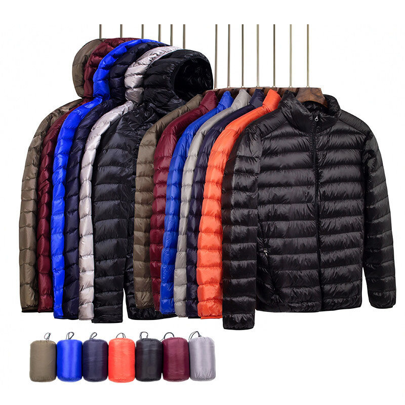 Chaqueta de plumón ligera para hombre, abrigo corto con capucha, ultrafino, ligero, juvenil, otoño e invierno, nueva marca