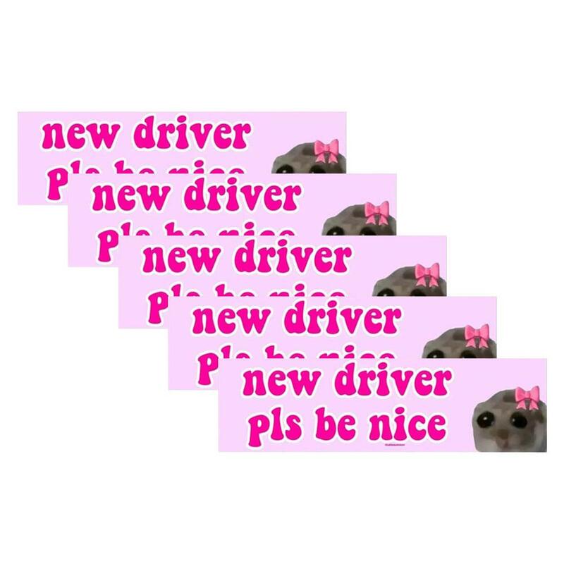 ملصق ميمي مضحك ذاتي اللصق ، علامات أساسية للسائقين المتعلمين ، سائق جديد ، كن لطيفًا