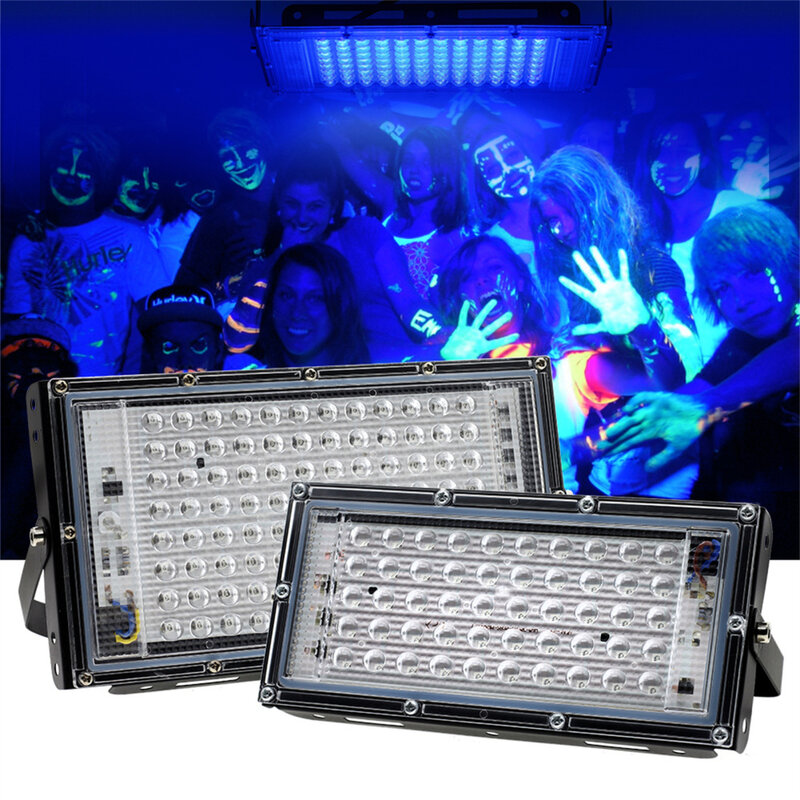UV LED 블랙 라이트 블랙라이트 투광 조명, IP65 방수, 395-400nm UVA 램프, 무대 조명, 할로윈 장식, 직송