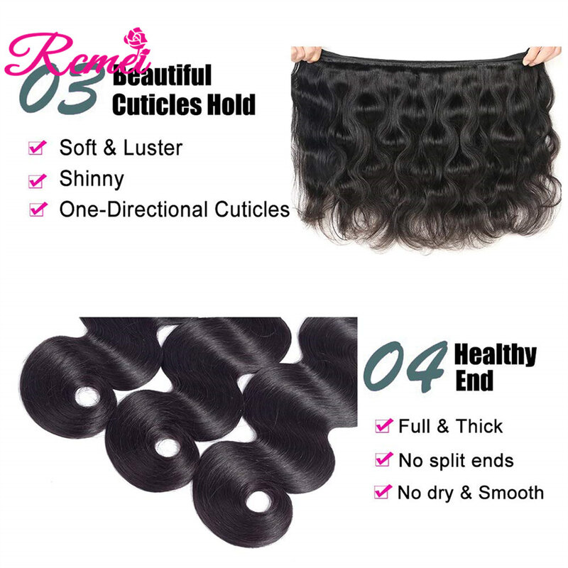 Brazilian Hair Weave Bundles para Mulheres, Body Wave, Hair Bundles, Raw Hair Extension, 10A, 1 Bundles, 3 Bundles, 4 Bundles, Deals