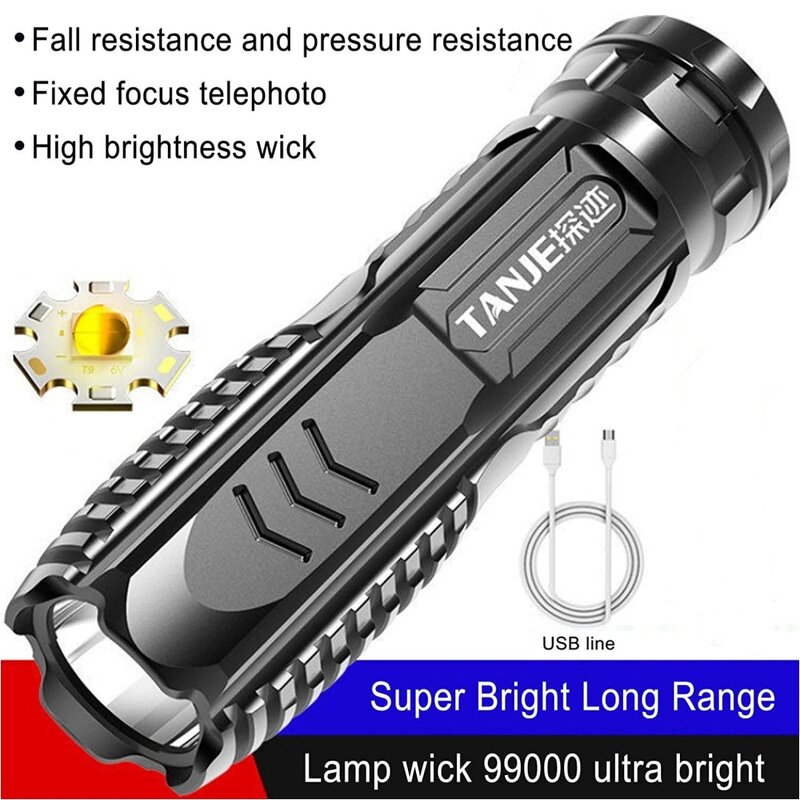 Multifunctional Rechargeable Mini Portable Flashlight Waterproof Outdoor Lighting Mini Floodlight Strong Light Torch for Camping