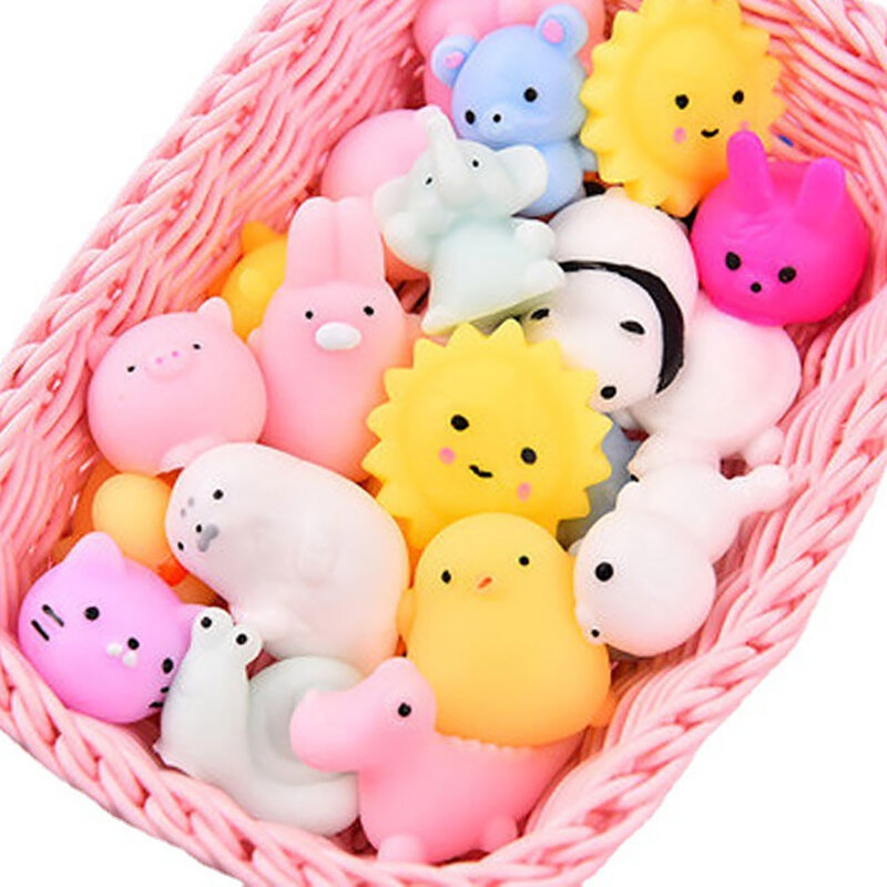 2/5/10 buah mainan hewan Mini Squishy untuk anak-anak antistres bola Remas pesta bantuan stres mainan untuk ulang tahun gaya acak