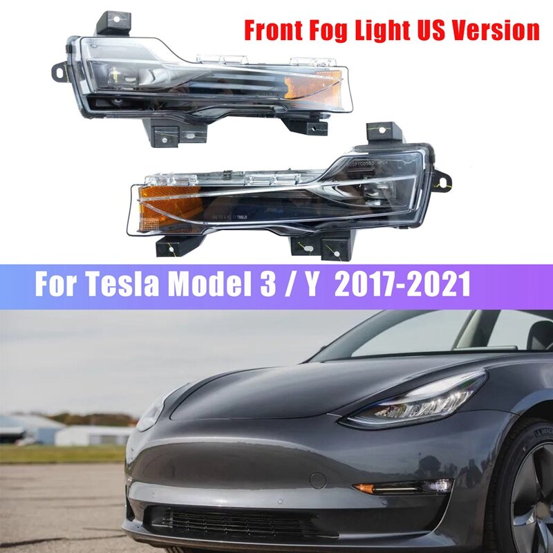 Nowy dla 2017-2021 Tesla Model 3 / Y przednie światło przeciwmgłowe samochodu lampa do jazdy LED DRL bursztynowa wersja UP-LEVEL US