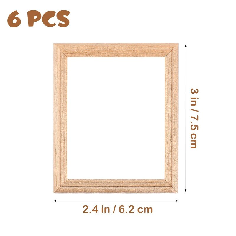 6 Pcs Simulated Picture Framess Models Artificial Micro Decors Photograph Layout Props Wooden Ornaments for House