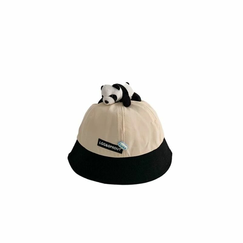 Topi Bucket anak-anak perlindungan UV topi Panama lucu kartun luar ruangan topi matahari bersirkulasi Panda untuk balita