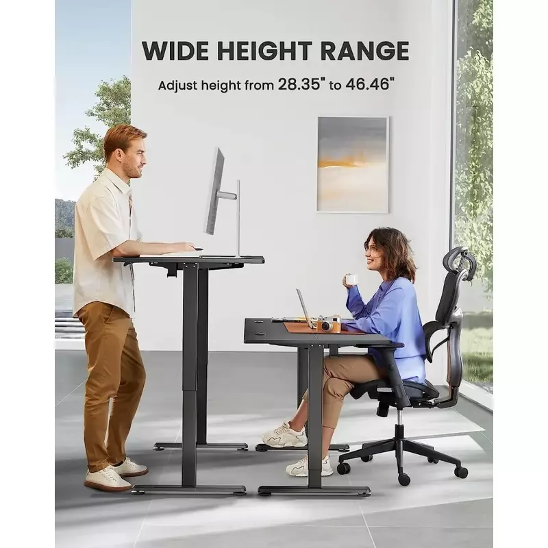 Height Adjustable Electric Vertical Office Desk, 63x28 Inch Sitting Desk, Large Memory Computer Home Office Desk (black)