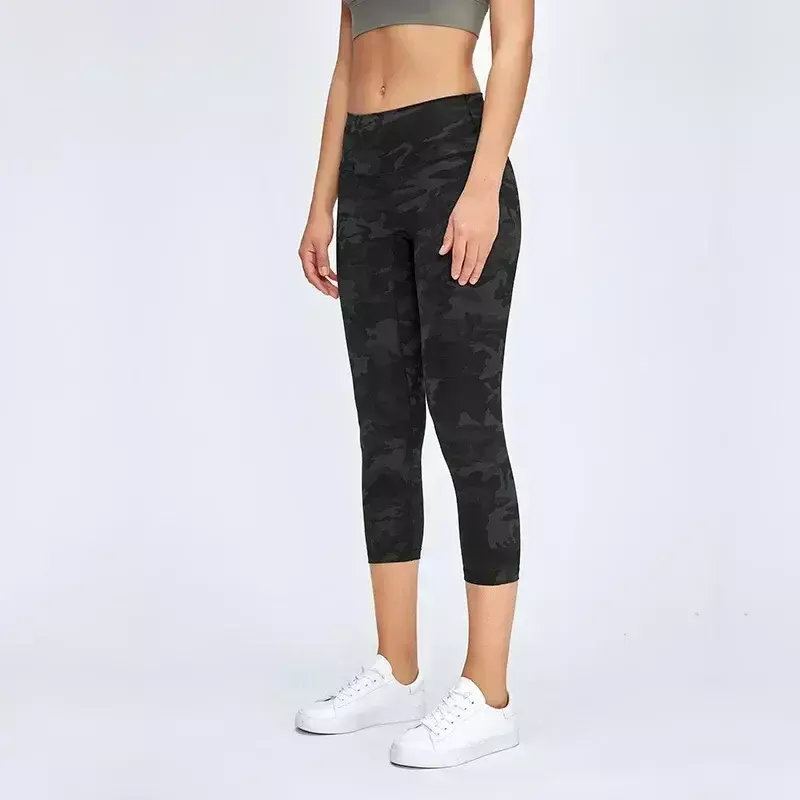 Lemon Women Yoga Leggings High Waist Fitness Sport Pants  Jogging Gym Tights Breathable Calf-length 21"Trousers Sportswear