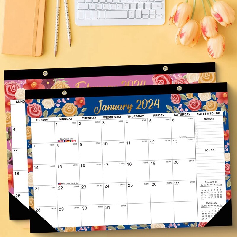 Planificador de pared grande, calendario de escritorio de 18 meses, Combo duradero, 17x12 pulgadas, 2024 a 2025