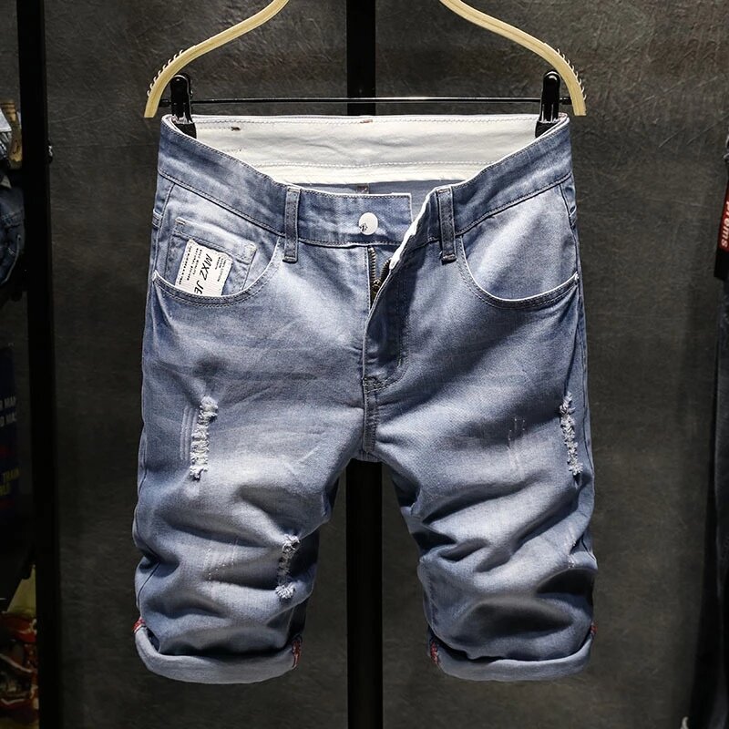 2023 Summer Brand Men's Classic Denim Shorts 98% Cotton Jeans Simple Fashion Youth Straight Loose Casual Shorts