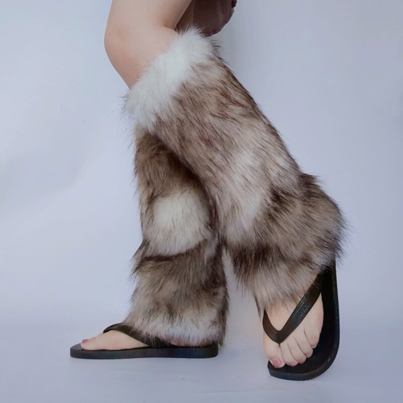 Chauffe-jambes en fausse fourrure, chaud, doux et confortable, chauffe-jambes, couverture de manchettes de bottes, Costumes de