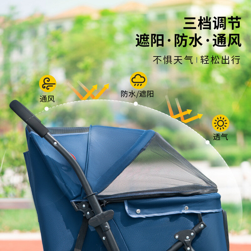 Pet Strollers for Small Medium Dogs Cat Carrier with Basket Foldable Travel Pet Gear Stroller 4 Wheel Fold Cart for Dog and Cat