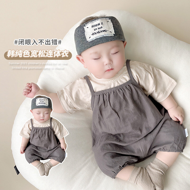 Jenny & Daniel Baby-conjunto de 2 peças estilo minimalista para meninos, manga curta, roupas de corpo dividido, calças finas, verão, bebê, 2023