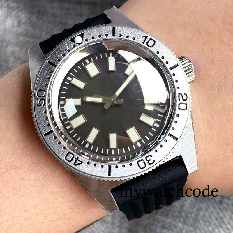 Tandorio 41mm 62MAS PT5000 NH35A 300M Diving Automatic Men's Watch AR Domed Sapphire Glass Silver Ring Rotating Bezel Green Lume