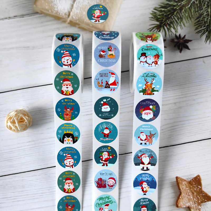 Stiker Hadiah Natal Stiker Penyegelan Dekoratif Label Perekat Diri Hadiah Natal Meriah Pesta Hari Anak-anak
