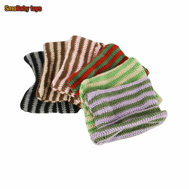 KPOP Stray Kids Woolen Hat Felix Same Style Striped Knitted Cap Cute Cat Ear Design Couple Hat For Men Women Gifts