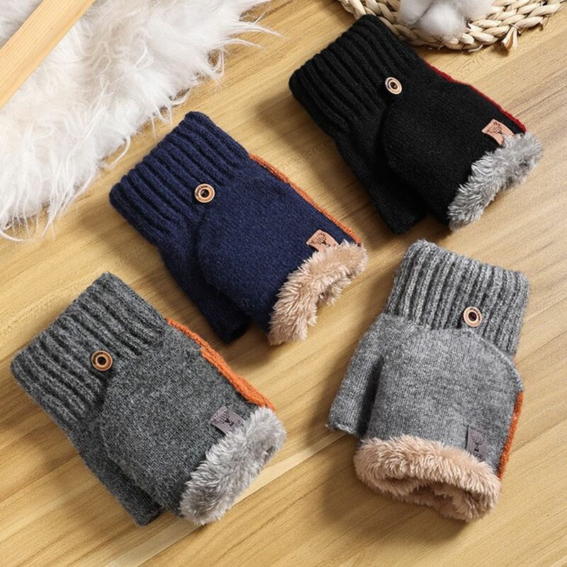 Fashion Autumn Winter Cold Proof Half Finger Gloves Knitting Mittens Warm Gloves Touch Screen Gloves