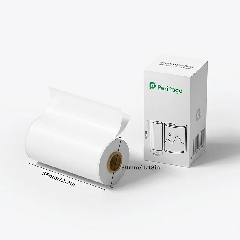 PeriPage Photo Papel térmico, rolo translúcido, adesivo auto-adesivo, alta qualidade, impressões nítidas, 56mm