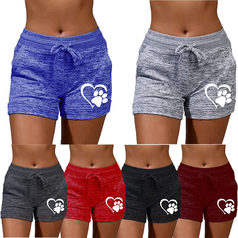Summer Women's Cotton High Waist Shorts Quick-drying Sports Fitness Yoga Shorts Casual Plus Size Drawstring Shorts for Ladies