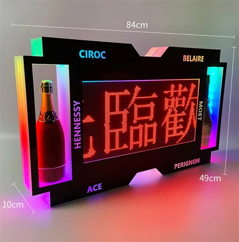 Garrafa de vinho programável Glorifier, Scrolling Screen, Message Board, LED garrafas duplas Apresentador, VIP Champagne