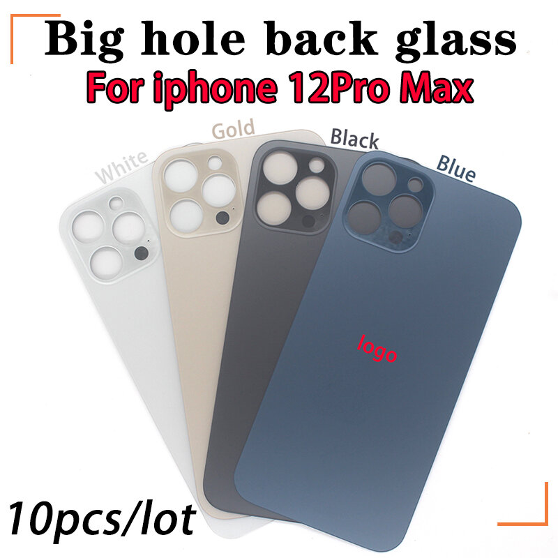 IPhone 12 pro max用リアガラス,オリジナル,ロゴ付き,バックシェル,ビッグホール,リアガラス,ピース/ロット