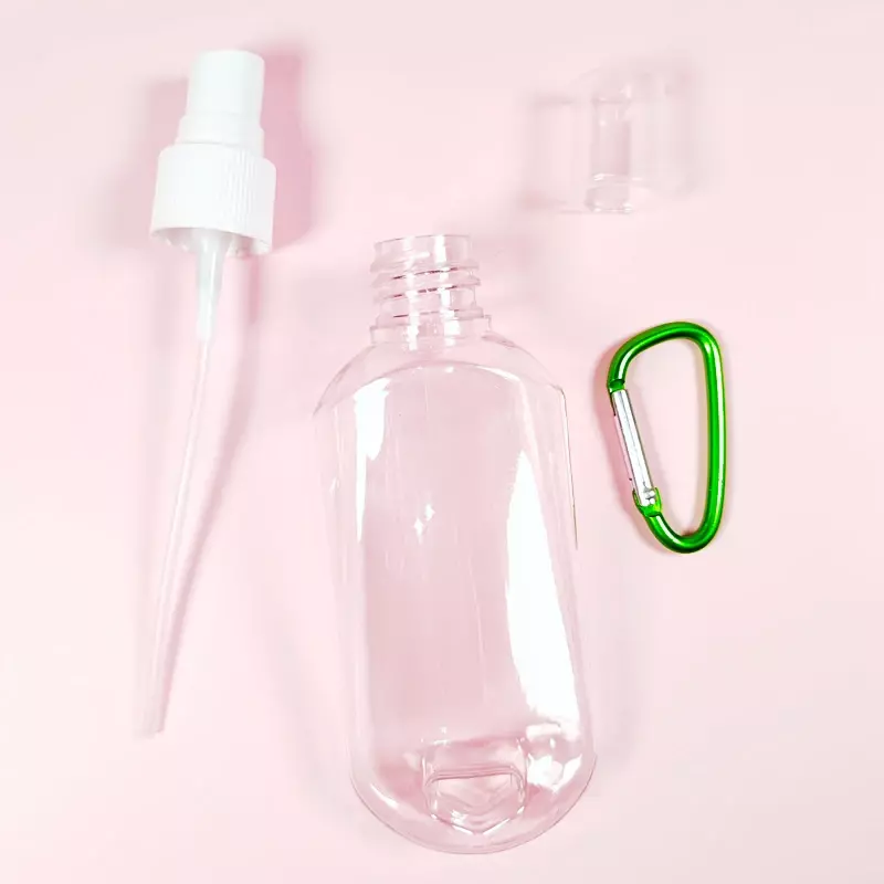 Botellas de viaje transparentes con tapa de mosquetón, envases para Alcohol líquido, frotamiento de manos, 10 piezas, 30/50/60ml
