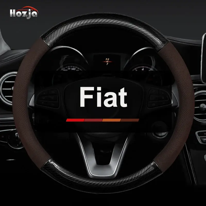 Funda de cuero de carbono para volante de coche, accesorio para Fiat 500, 500l, 500x, Ducato, Bravo, Panda, Freemont, Stilo, 2012 - 2024