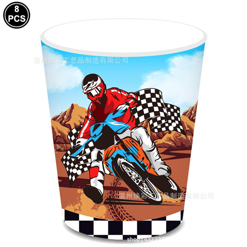 Motocross Birthday Party Decoration Cake Cupcake Toppers Motorcycle Banner Cake Decor for Man's or Boy's Birthday Party Supplies