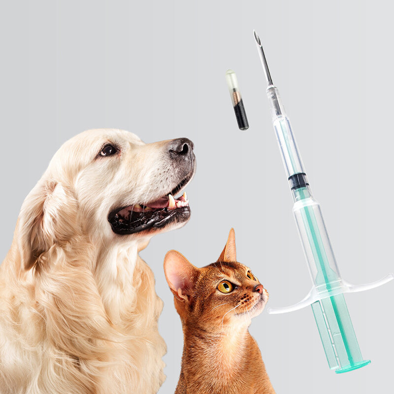 1.25*7mm/1.4*8mm/2.12*12mm Pet Animal Microchip Syringe Horse Dog Microchip Pet Chip Animal Chip Syringe For Dogs Cats Fish