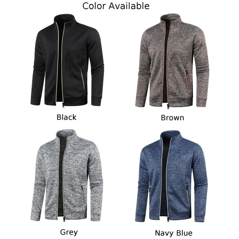 Men's Sports Casual Stand Collar Pocket Slim-fit Sweatshirt Coat, Stylish And Comfortable, Suitable For Many Occasions.
