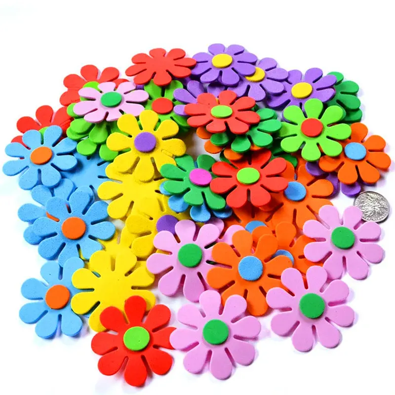50 buah bunga busa kupu-kupu Bintang buku tempel DIY stiker kamar anak dekorasi pesta taman kanak-kanak busa bunga Decal kerajinan