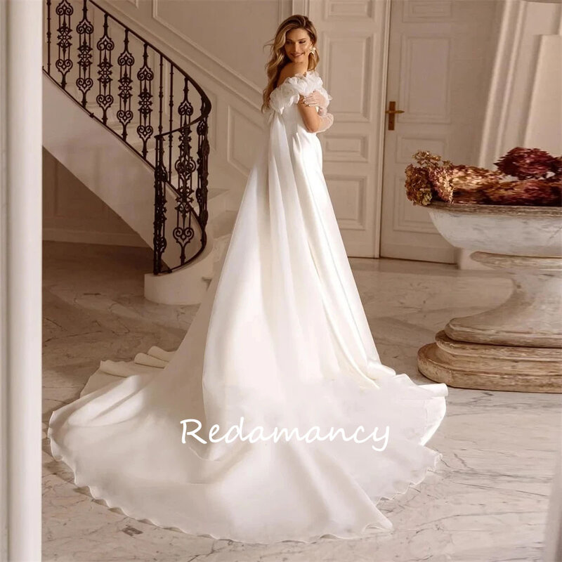 Redamancy-Vestidos De novia clásicos y exquisitos, ropa De novia De satén, línea A, para fiesta Formal, De lujo, 2024
