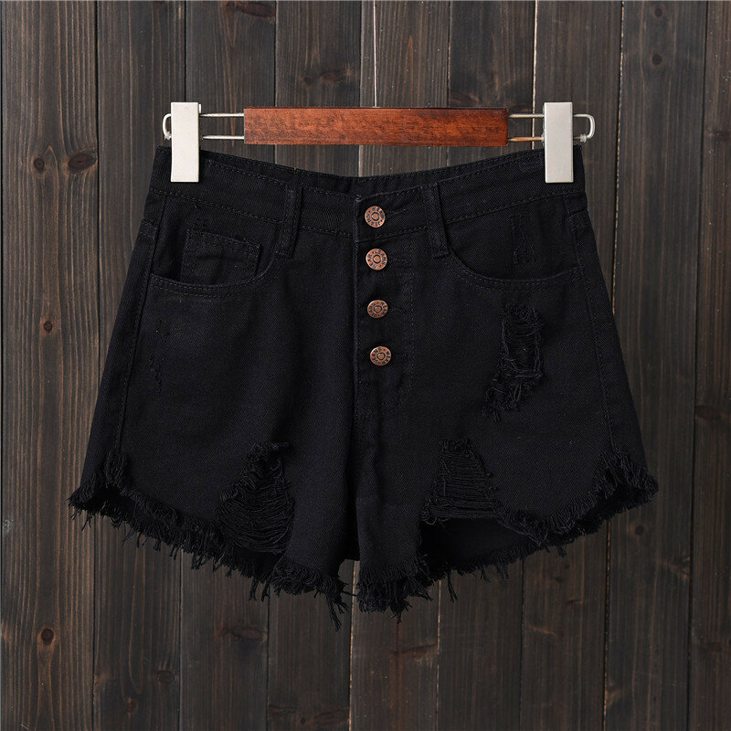 WYBLZ-pantalones cortos vaqueros para Mujer, Shorts de cintura alta, informales, 6XL talla grande, con agujeros, Sexy, para verano
