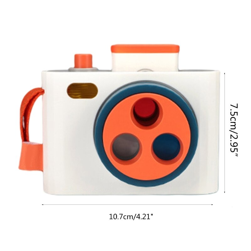 Zabawkowa kamera Camara dla dzieci różnymi kolorowymi soczewkami i miejscem do naciśnięcia migawki prezent urodzinowy ze