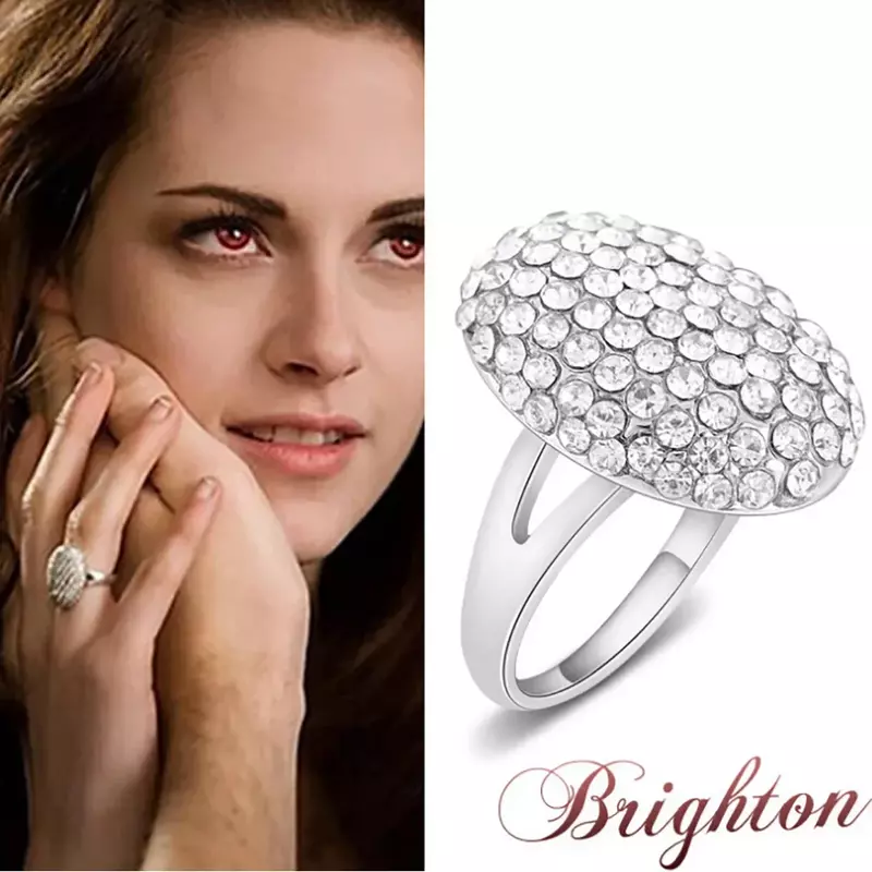 Oryginalna 925 Sterling Silver zmierzch przed świtem Bella pierścionek zaręczynowy ślub z metalowy, w kształcie serca pudełko
