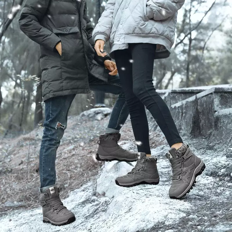 Botas de neve impermeáveis super quentes para homens e mulheres, sapatos de inverno, caminhadas ao ar livre, botas de trabalho, tamanho grande, 36-48, 2023