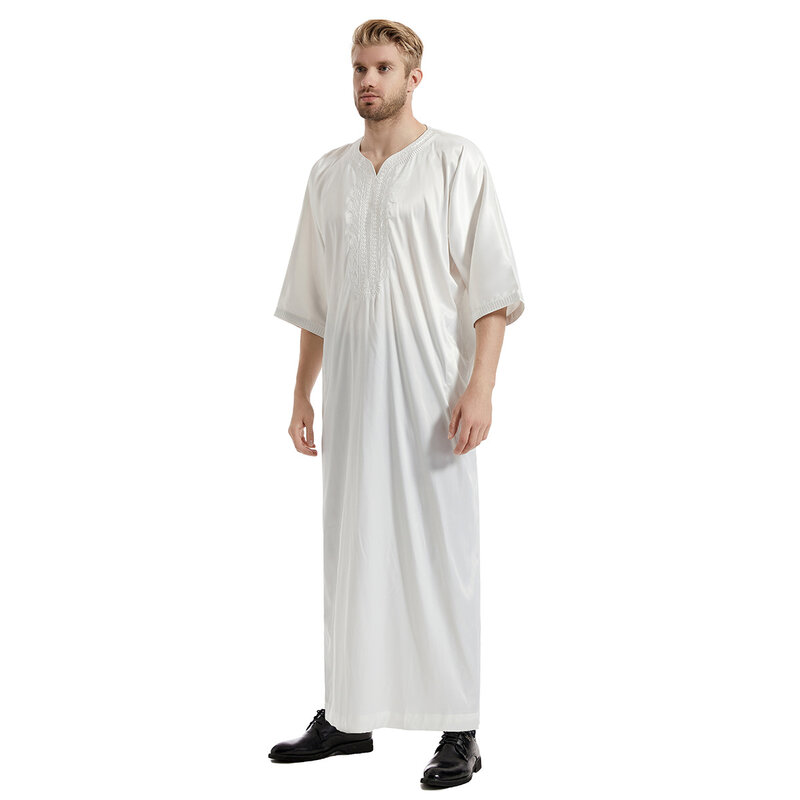Muslim Men Jubba Thobe Islamic Clothing Ramadan Mens Abaya Dress Long Robe Saudi Wear Musulman Caftan Jubah Dubai Dress