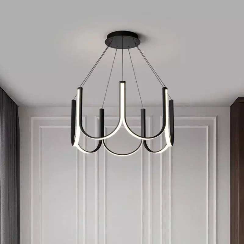 Modern U-shaped LED Chandelier For Living Dining Room Hotel Bedroom Study Pendant Lights Indoor Decor Lighting Fixture Luster