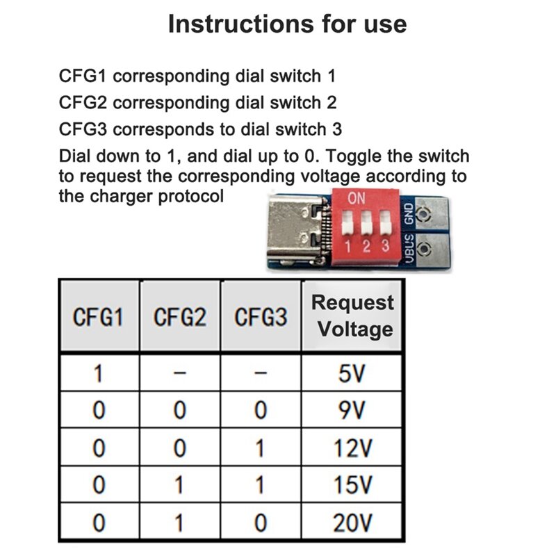 Type-C PD QC Trigger 5V-20V DC Adjustable Voltage Power Module Dial Adjustment Voltage Fast Charging Decoy Module