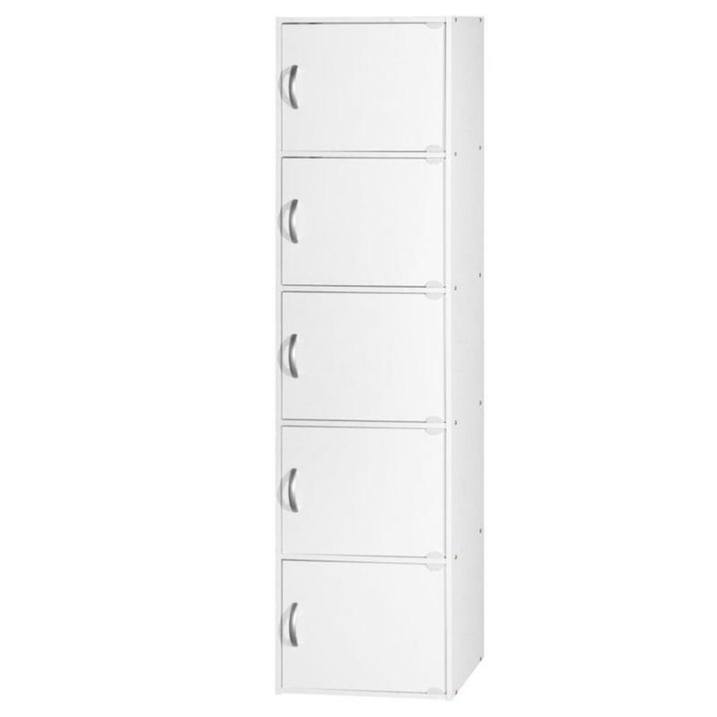 5 Shelf Home and Office Enclosed Organization Storage Cabinet, White